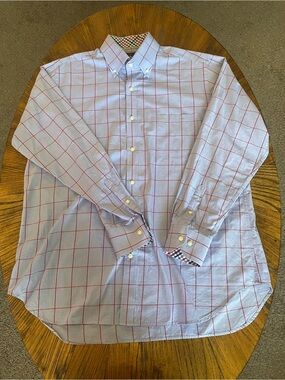 Tailorbyrd Light Blue Shirt with Red Windowpane Check